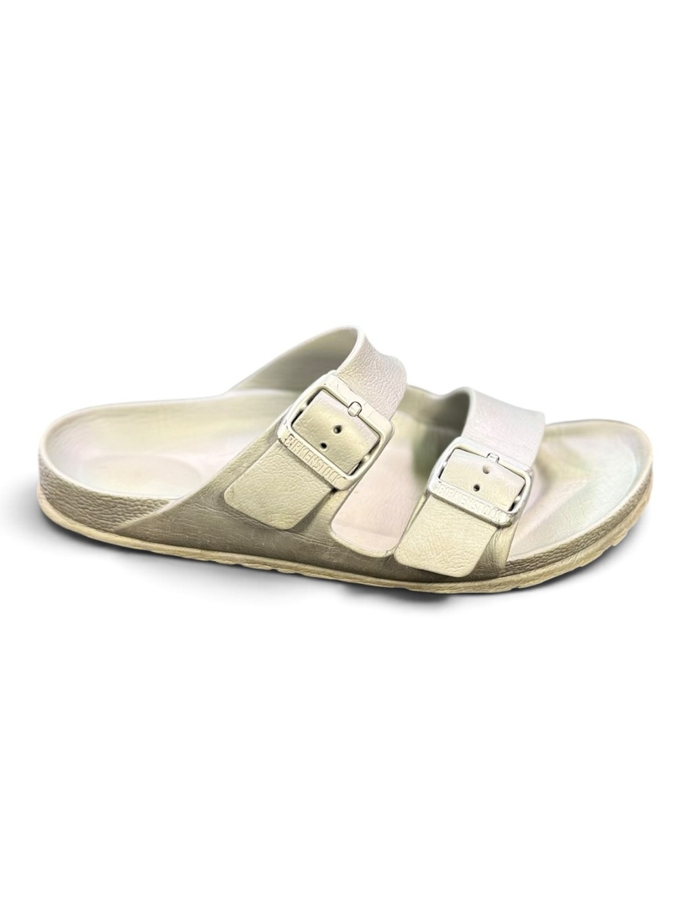 Birkenstock Arizona Essentials EVA Metallic Silver Sandals Size 38